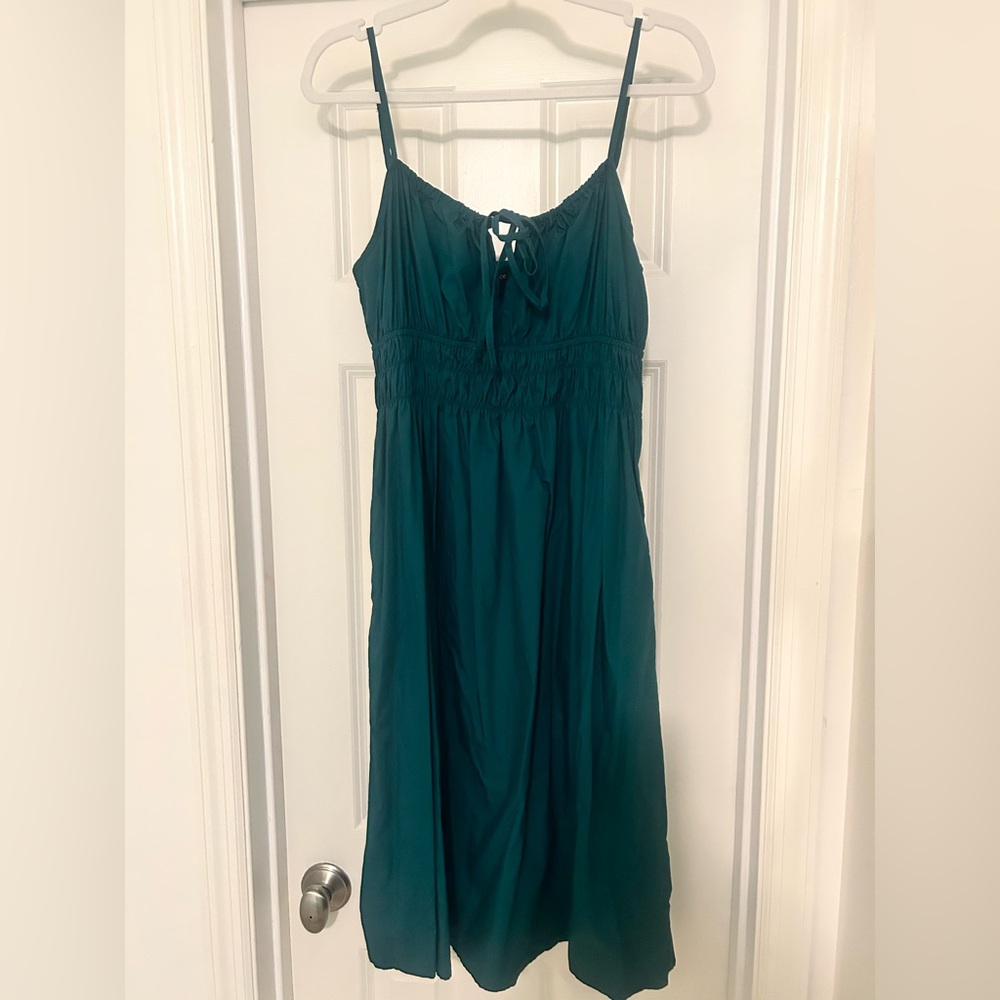 Quince Green Cotton Midi Dress